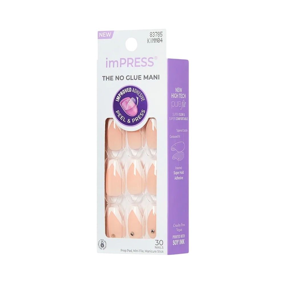 Kit completo com unhas postiças, espátula, lixa e lenço de limpeza